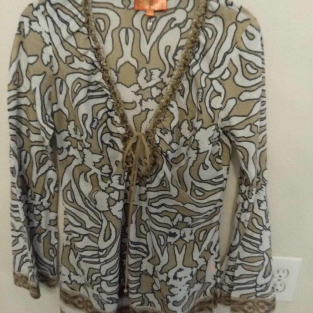 Hali Bob Cabana Long Sleeve Silk Blend Blouse (S)